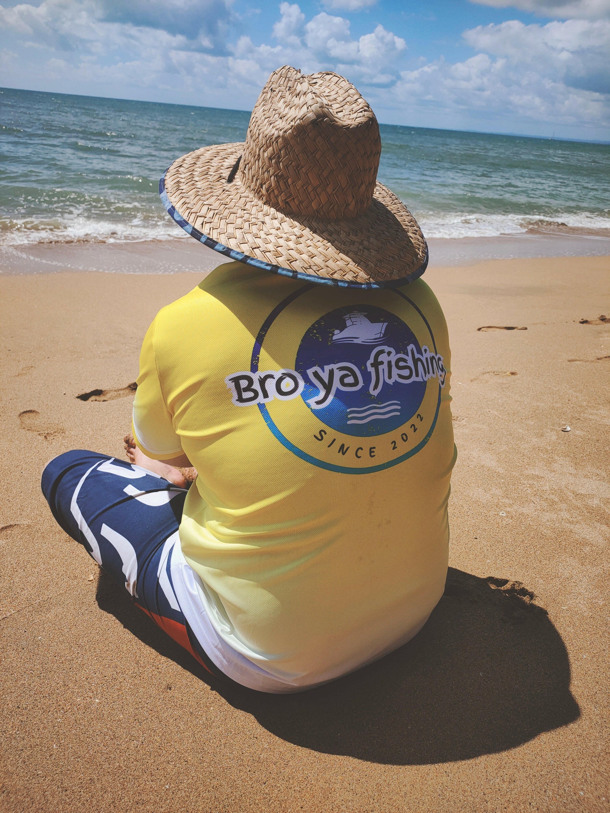 50+ UV Protection Blue Unisex Short Sleeve Collar Shirts - Bro YA Fishing