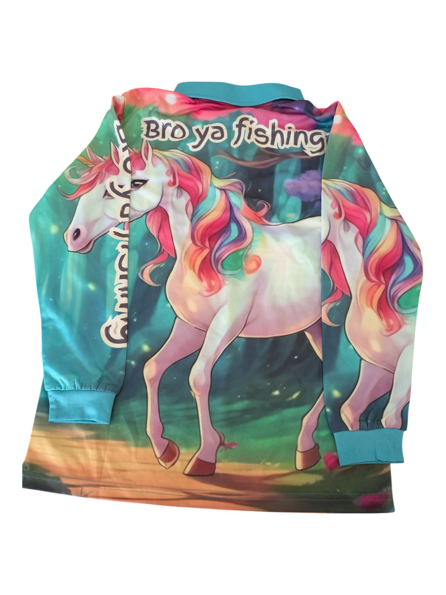 Adult Teal Green Unicorn Fishing Shirts UPF50+ Protection