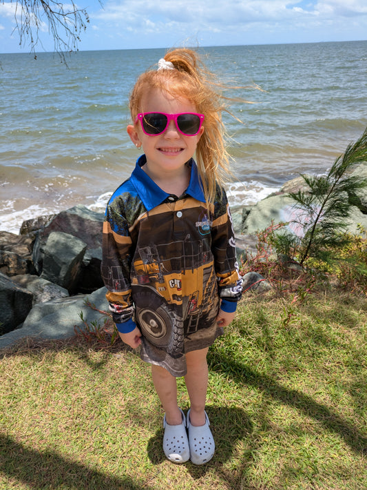 Kids Dump Truck Fishing Shirt UPF 50+ Protection